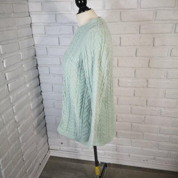 J. Jill Ladies Size XS Light Green Cable Stitch Loose Fit Sweater - Picture 4 of 9